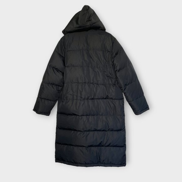 J Crew Long Down Puffer Coat Parka LARGE Black *See Notes* Hood Winter Outdoor - Picture 3 of 11
